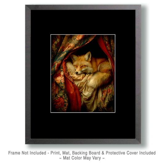 Bedroom Wall Art - Sleeping Fox in Fancy Bed
