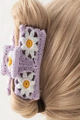 JUMBO HANDMADE CROCHET FLORAL HAIR CLAW CLIPS