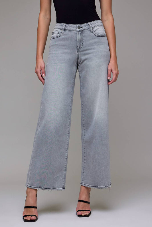 Light Grey Clean Stretch Mid Rise Extra Wide leg