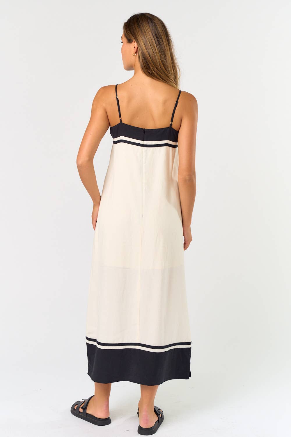 ILD4630 CONTRAST STRIPED MIDI DRESS