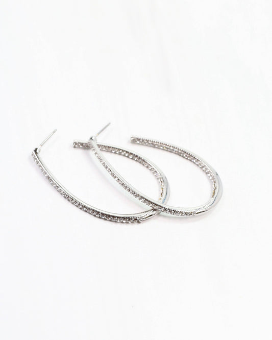 Bethie Crystal Oval Hoop Silver