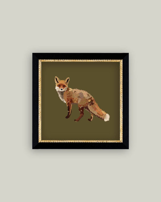 Fox Closeup Framed Antique Art