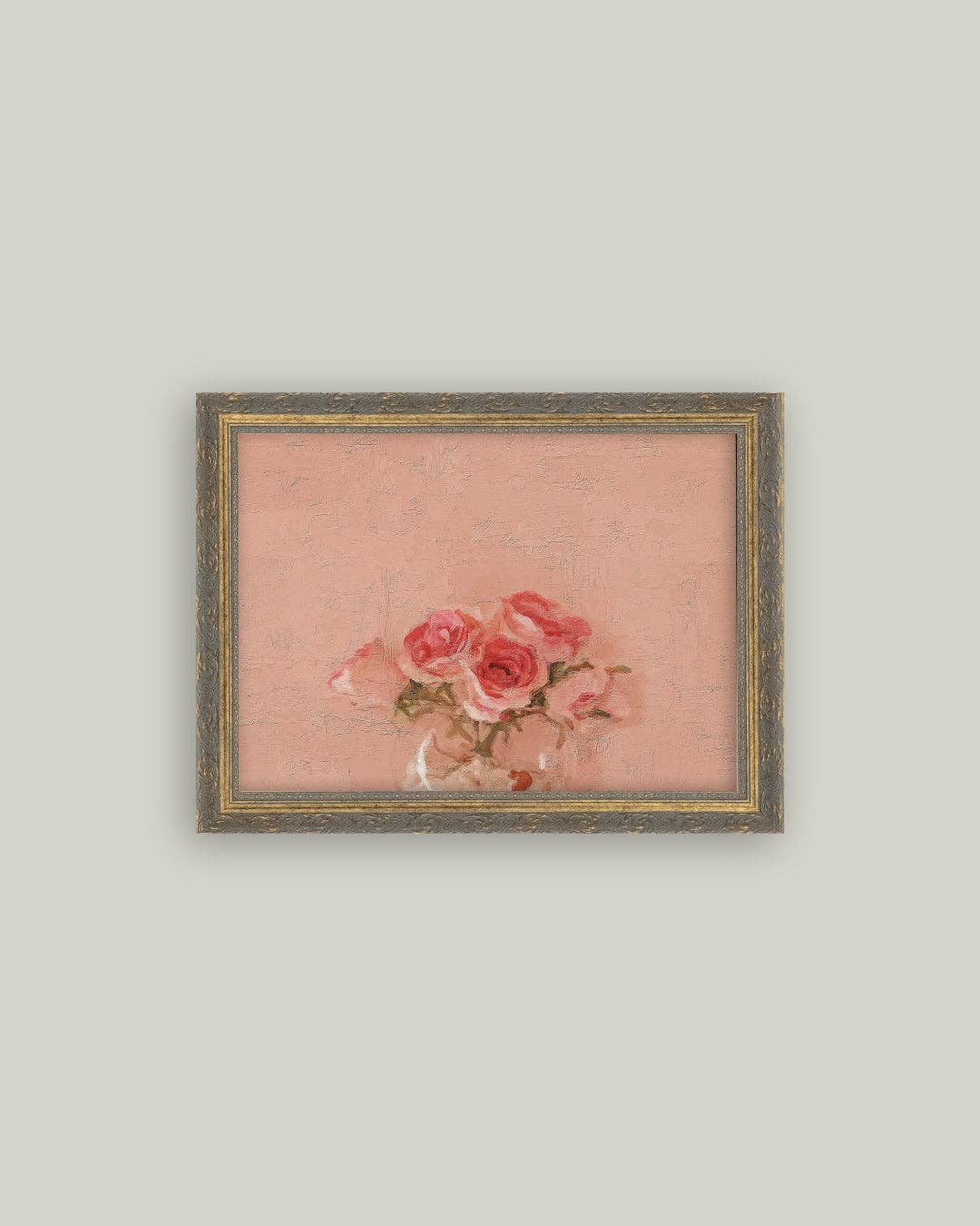 Pink Roses Framed Antique Art