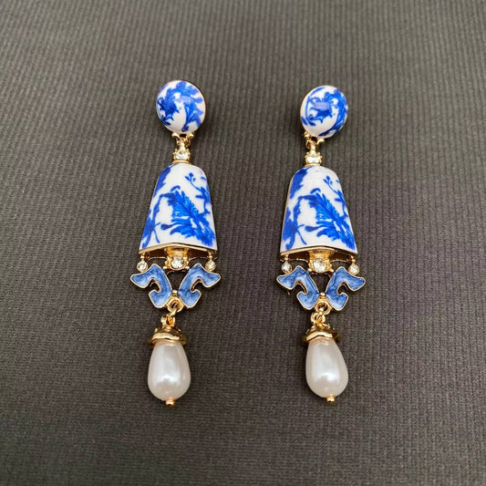 Vintage Ceramics Dangle Earrings