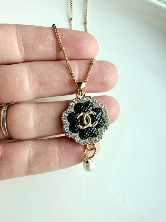 Upcycled Chanel Black Pearl Necklace
