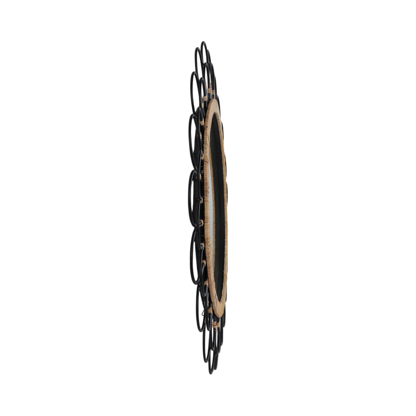 Black 36 in. Metal Round Daisy Wall Mirror
