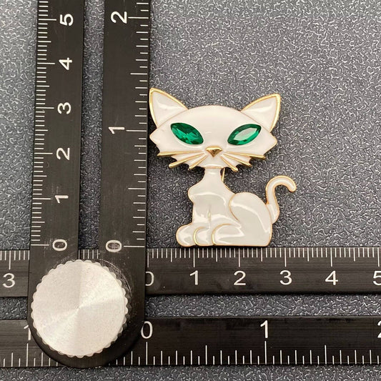 Enamel Black & White Cat Brooch