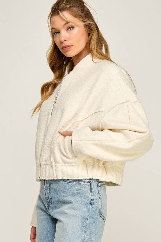 SOFT TOUCH TEXTURED BOMBER JACKET