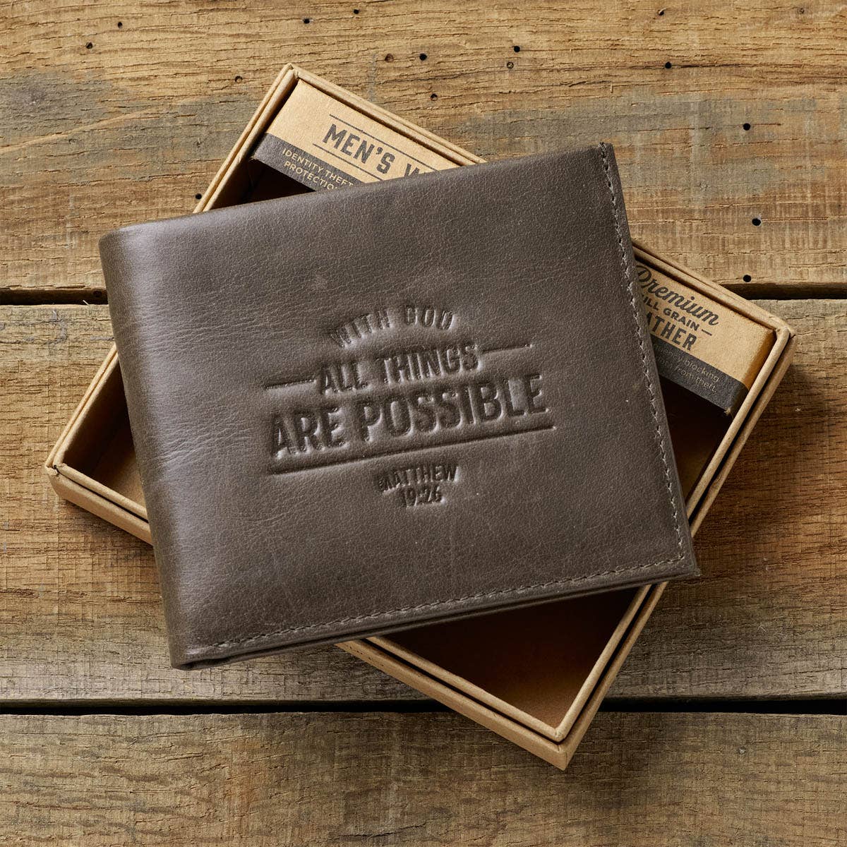 Wallet Leather With God All Things are Possible Matt. 19:26