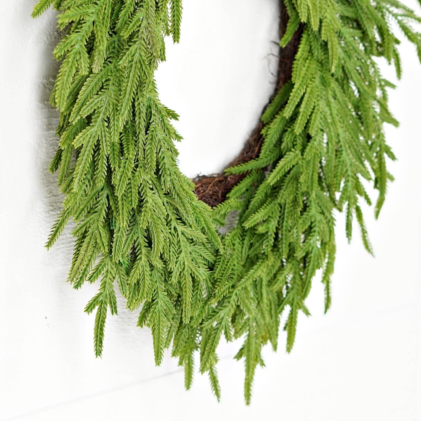 510707- 24inW Heart Twig Wreath-Soft Touch Evergreen Norfolk