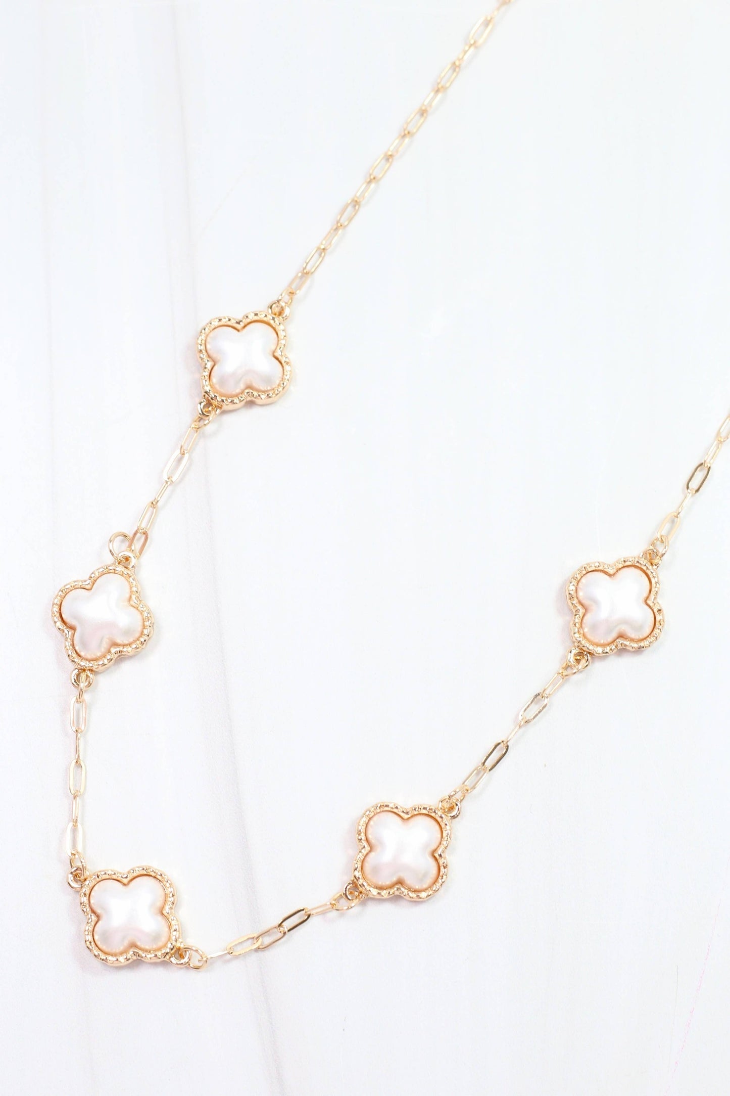 Burgess Pearl Clover Necklace Gold