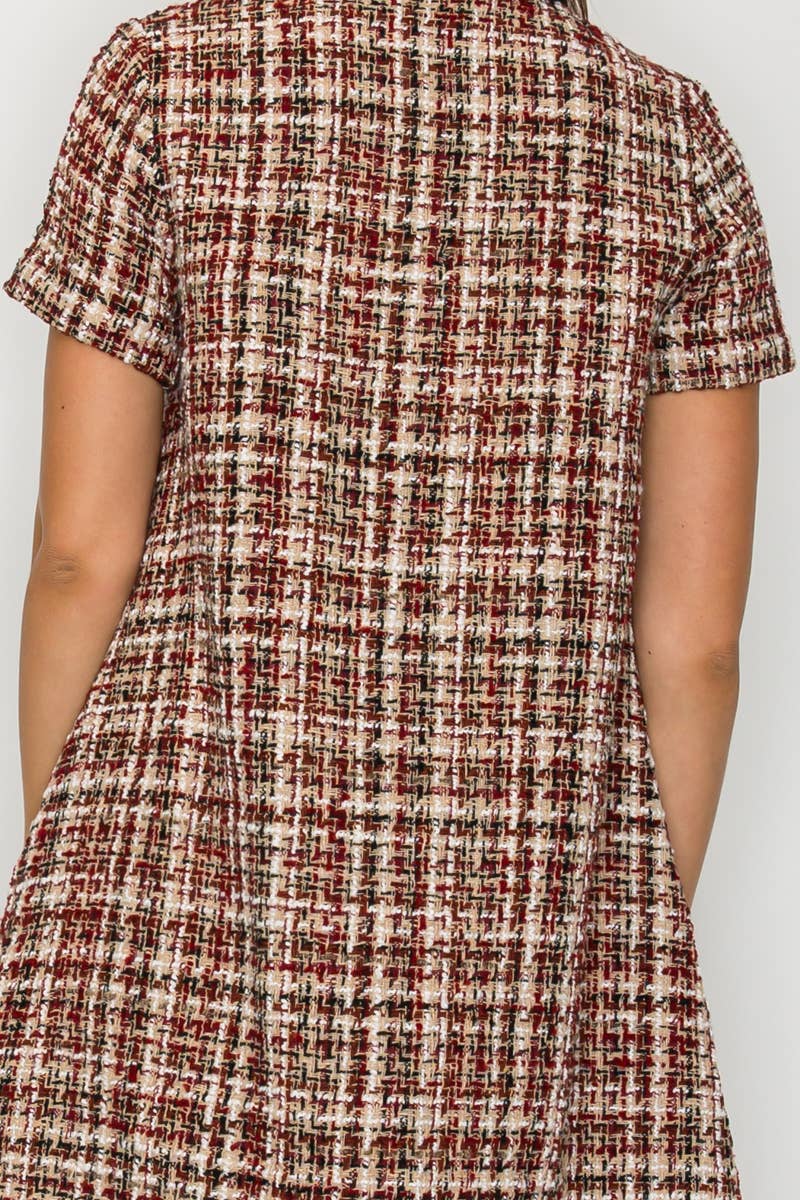 Tweed Love Mini Dress with Contrast Collar - LWD3194