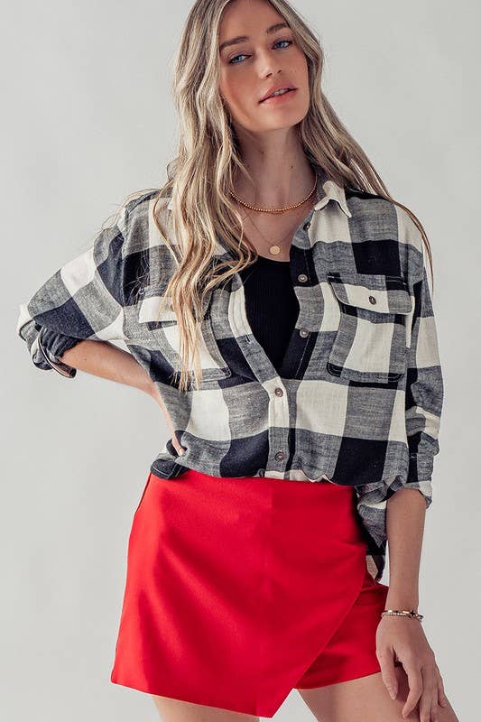 Plaid Flannel Button-Down Shirt