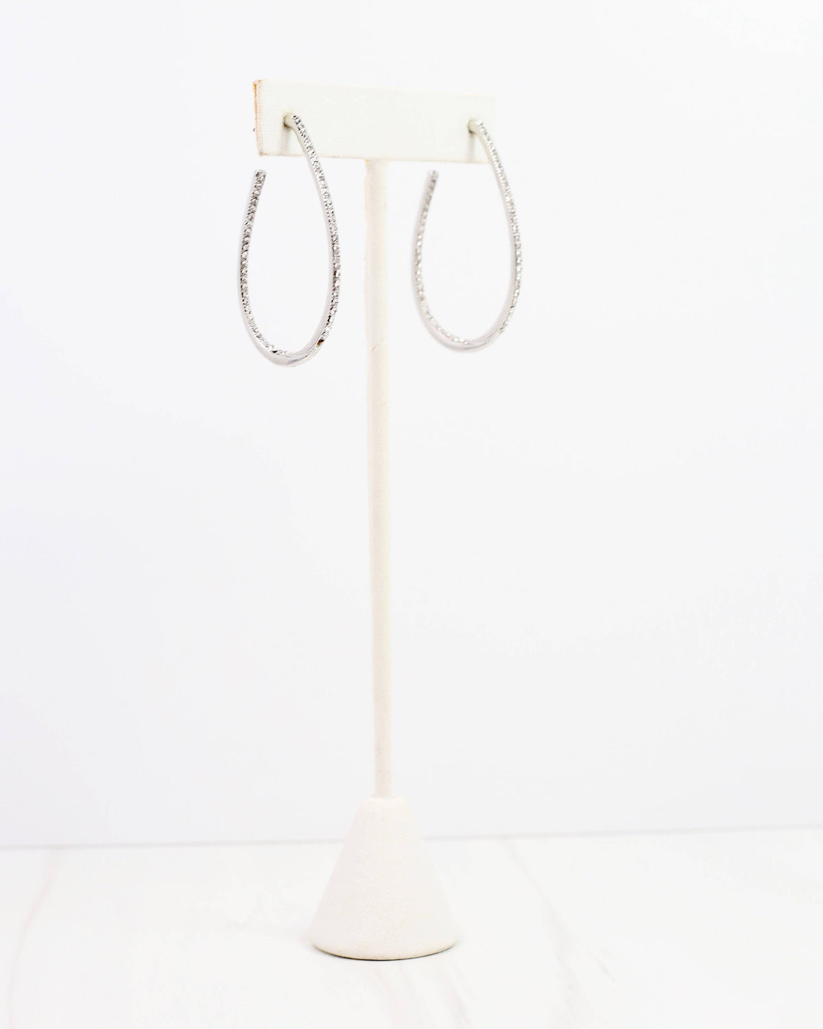 Bethie Crystal Oval Hoop Silver