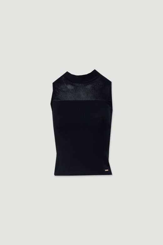 Knit Top with Turtleneck and Transparency
