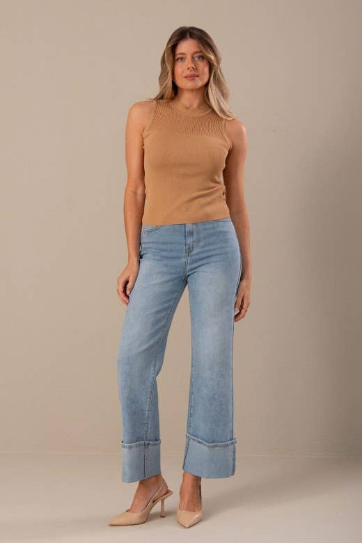 Knit Top with Turtleneck and Transparency