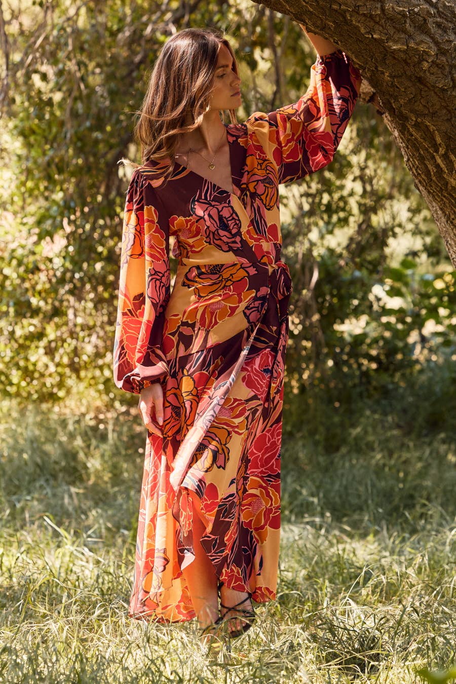 Floral Printed Wrapped Midi Dress