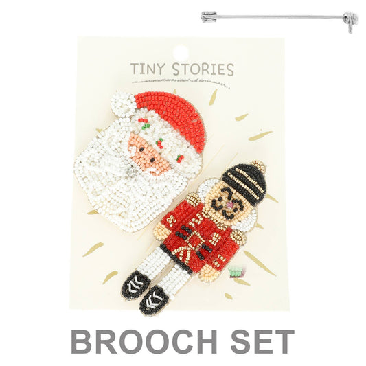 2pc Christmas Theme Assorted Brooch Pin Set