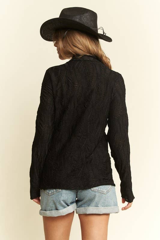 LONG SLEEVE MOCK NECK WAVE JACQUARD TOP