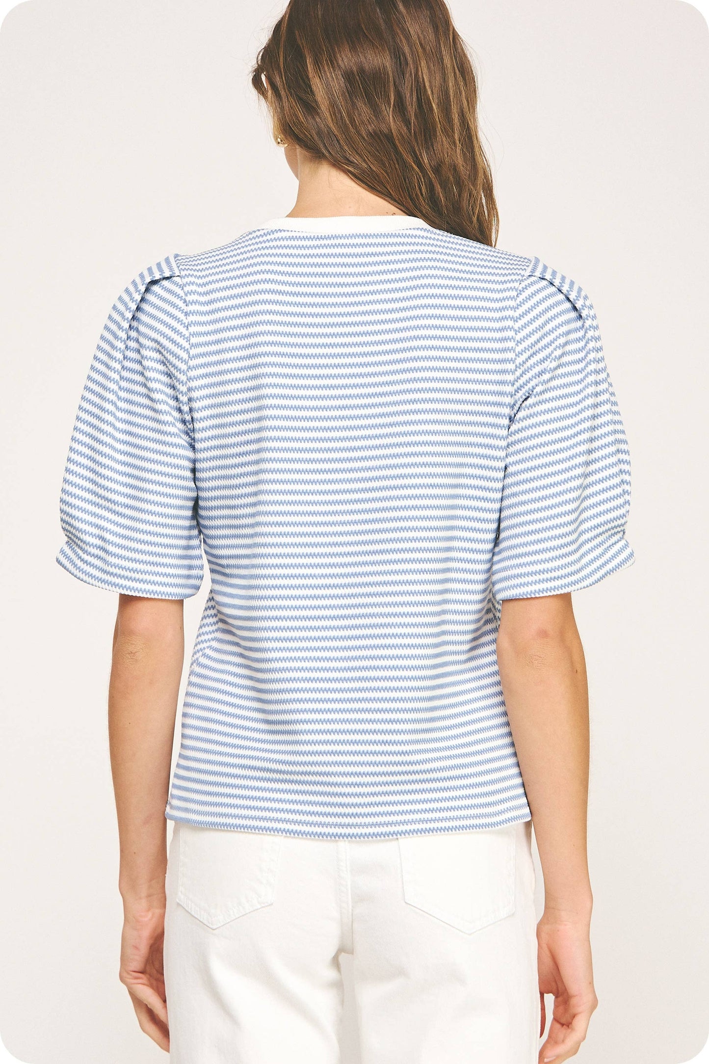 Herringbone Striped Knit Tee Top