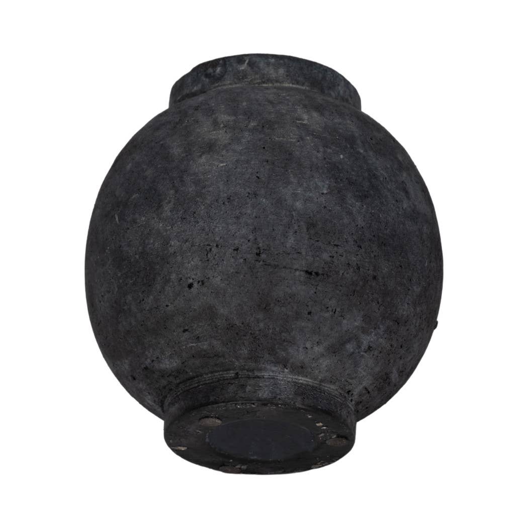 Black 7 in. Contemporary Pottery Bulbous Jug with Handle