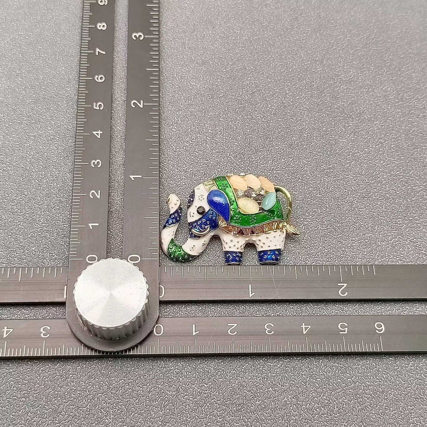 Rhinestone & Enamel Elephant Brooch