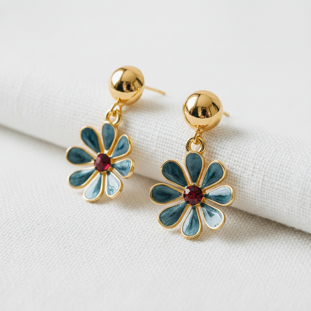 Colorful Painted Daisy Flower Stud Earrings