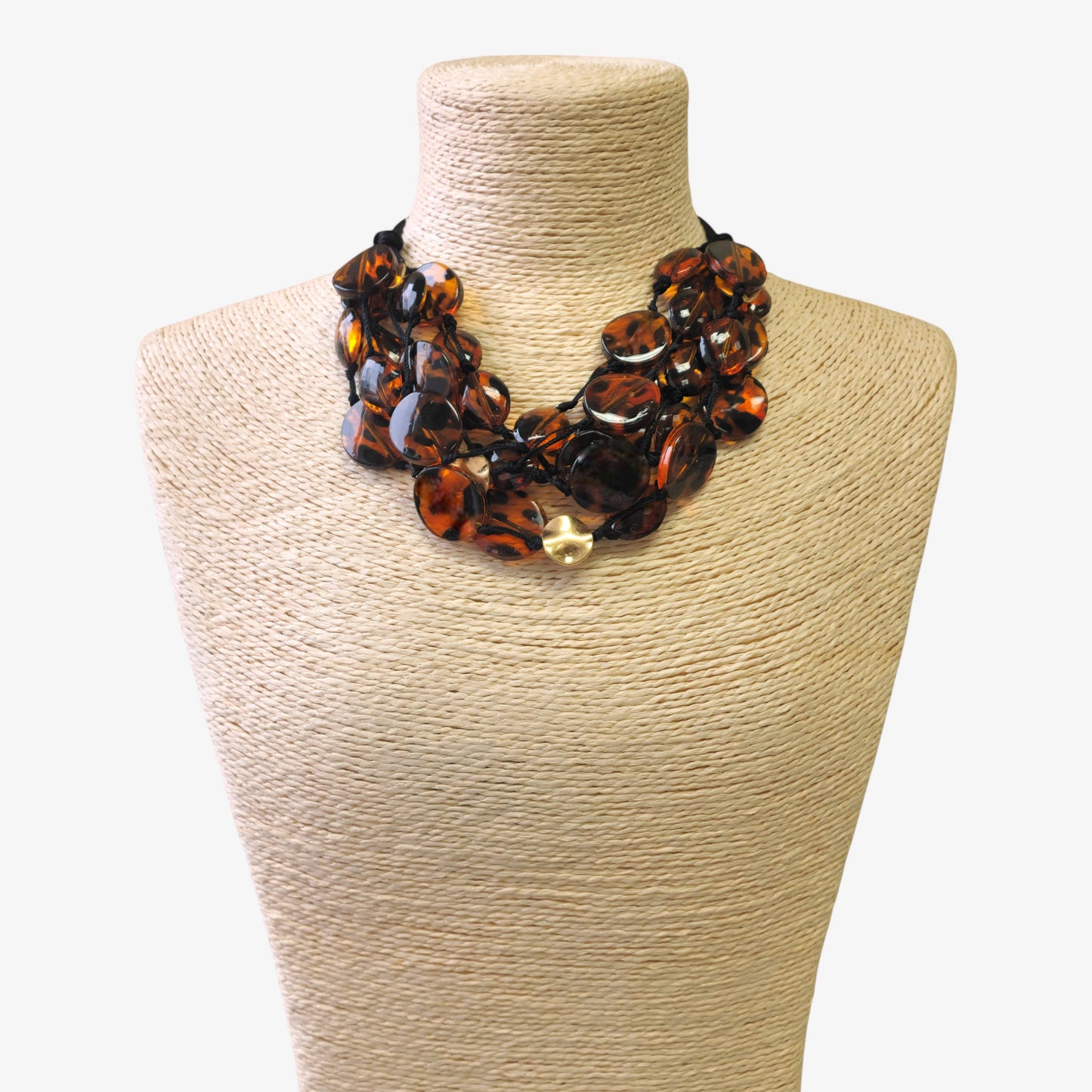 Chunky Tortoise Shell Necklace | Handmade Statement Jewelry