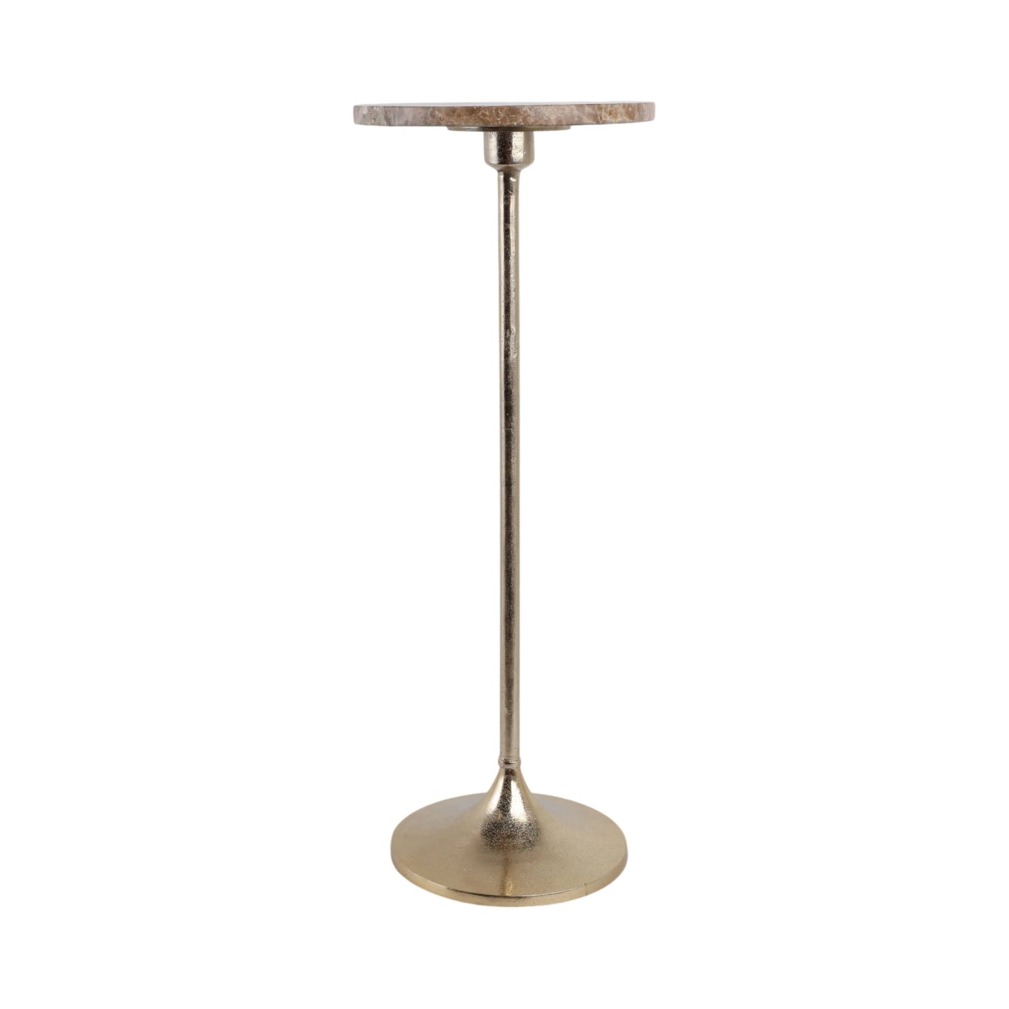 27X10" Marble Top Drink Table, Tan/Gold, Novelty, 27"H,