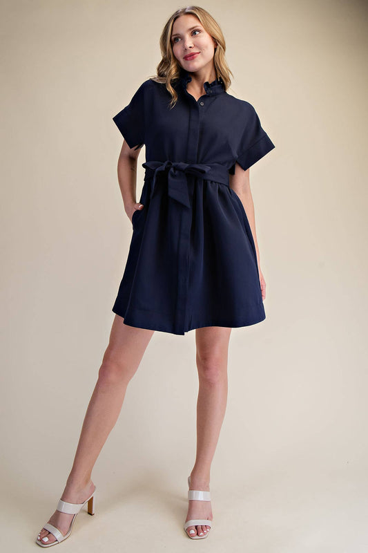 Ruffle Neck Mini Dress