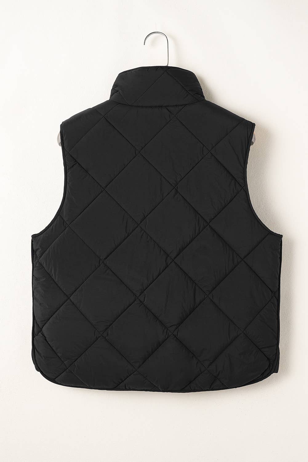 LAST CHANCE - Quilted Stand Neck Button Down Pocket Vest Coat - size S