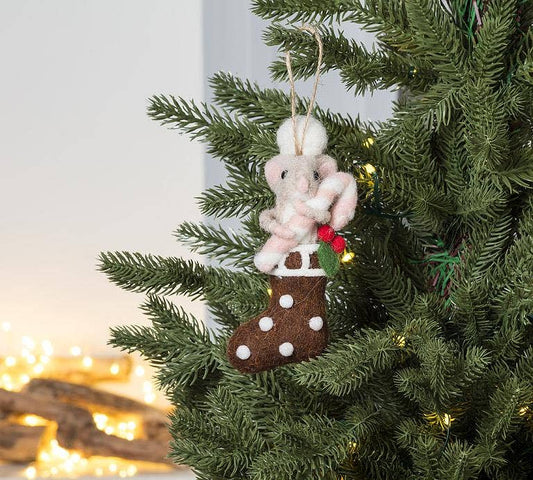 Mouse in Stocking Ornament