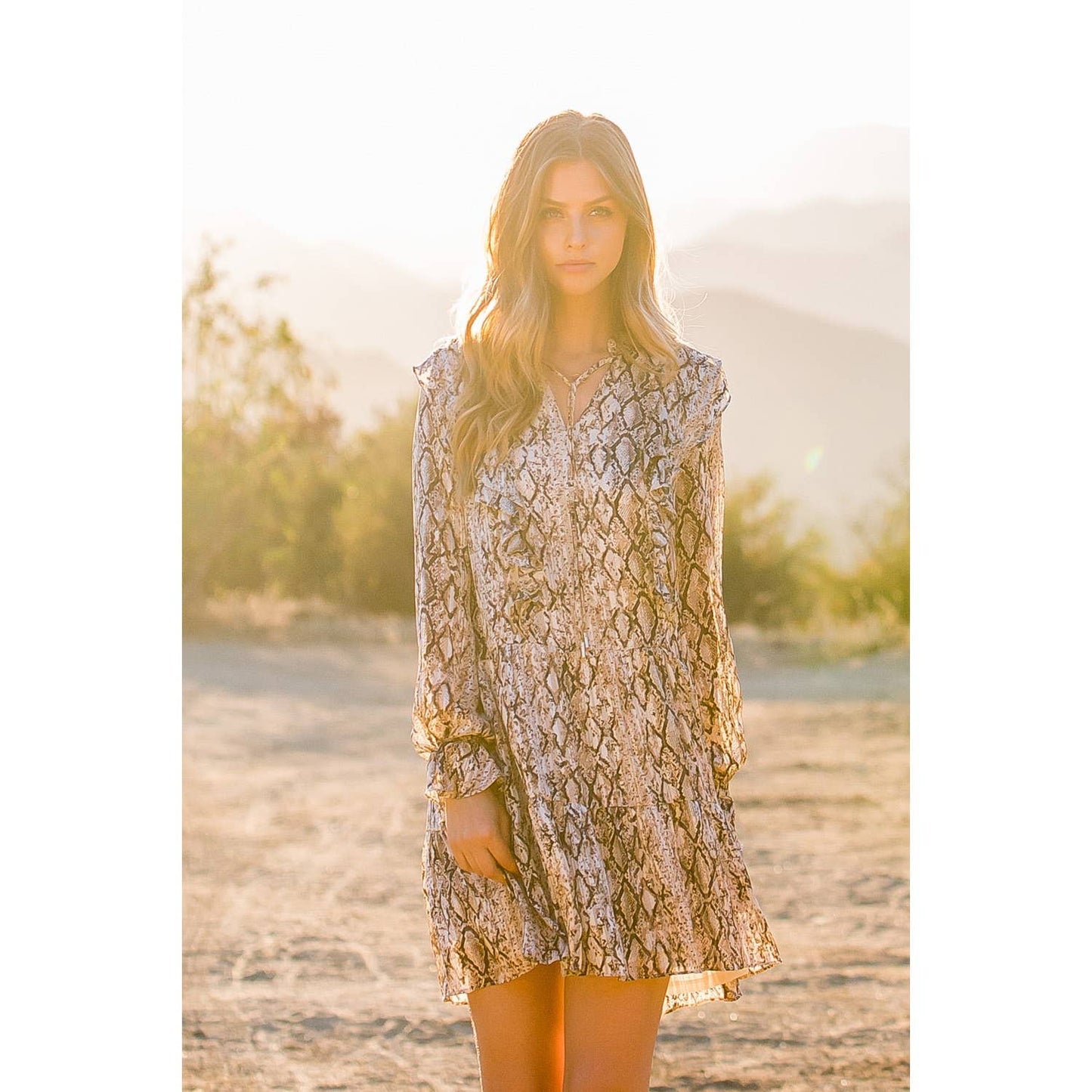 Snake Print Ruffle Dress