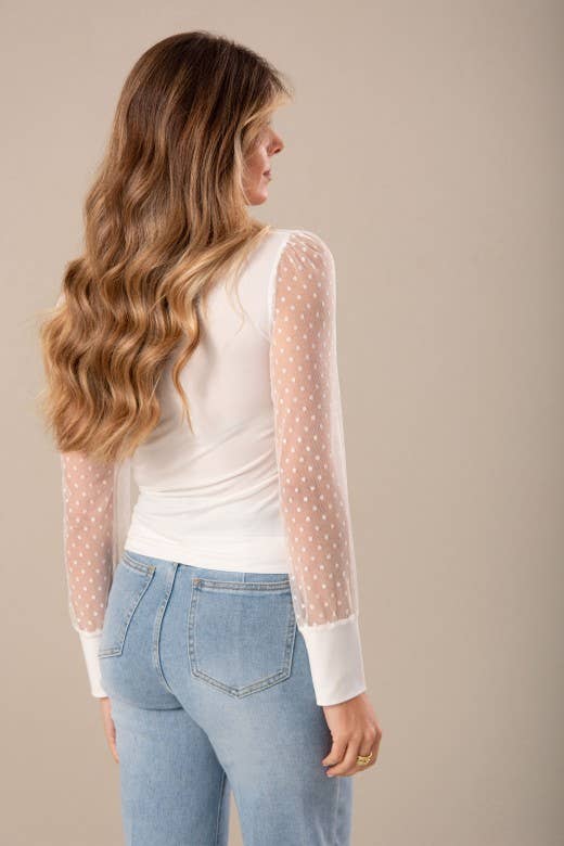 Mesh Top with Tulle Sleeves