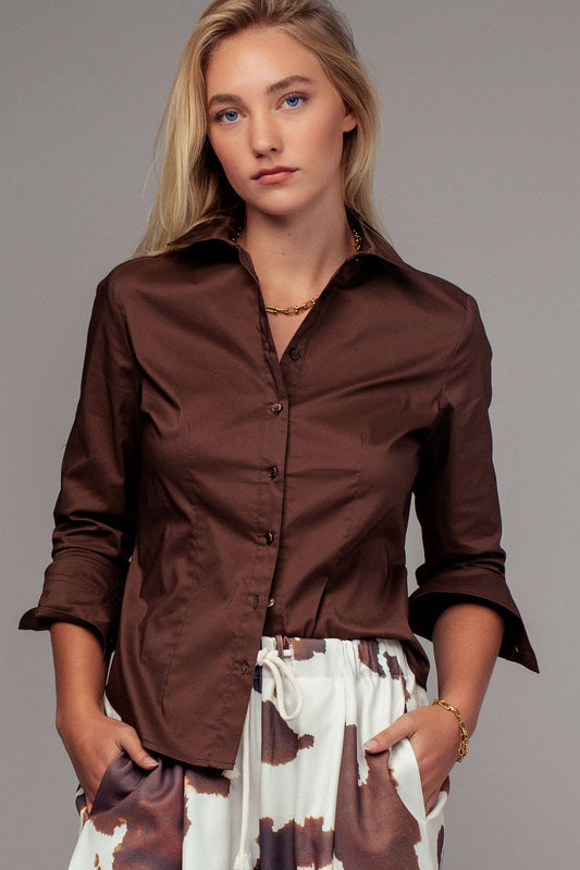LAST CHANCE - Tailored Western Button-Down Shirt Top - size Small