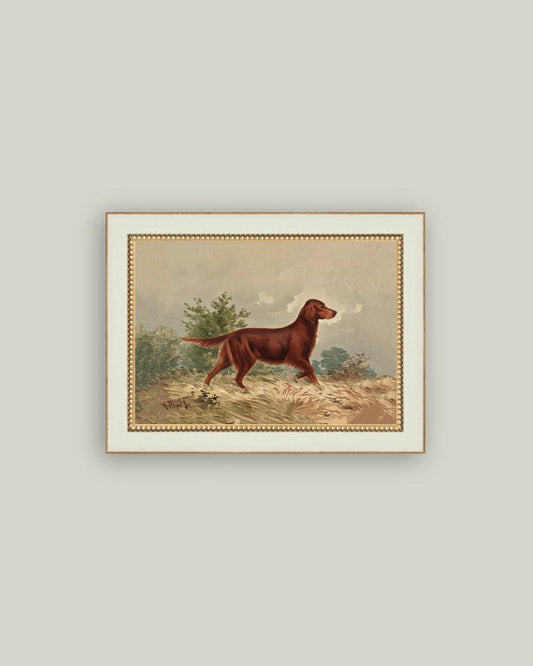 Standing Retriever Framed Antique Art