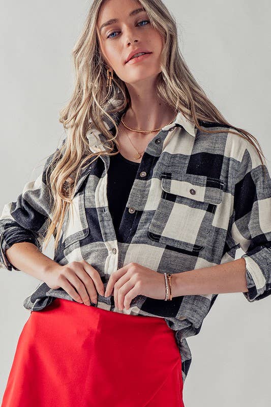 Plaid Flannel Button-Down Shirt