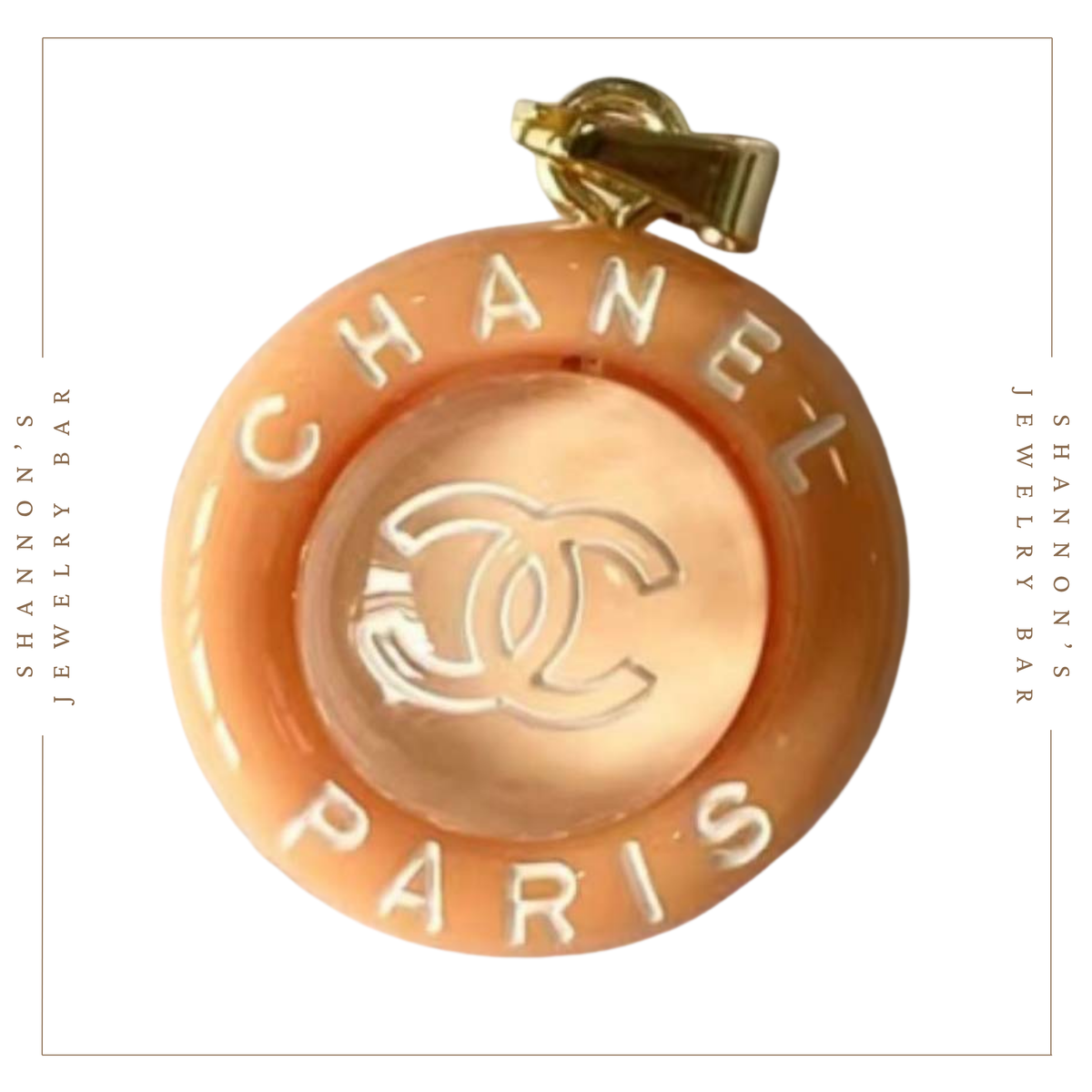 CHANEL Charm Zipper Pull Resin Orange Round CC 18mm