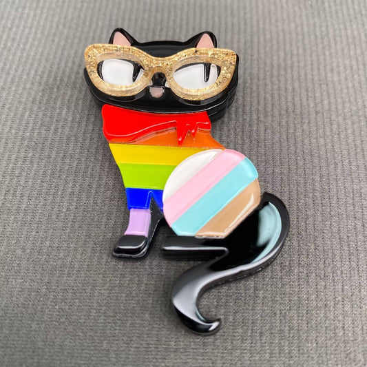 Colorful Acrylic Cat Brooch