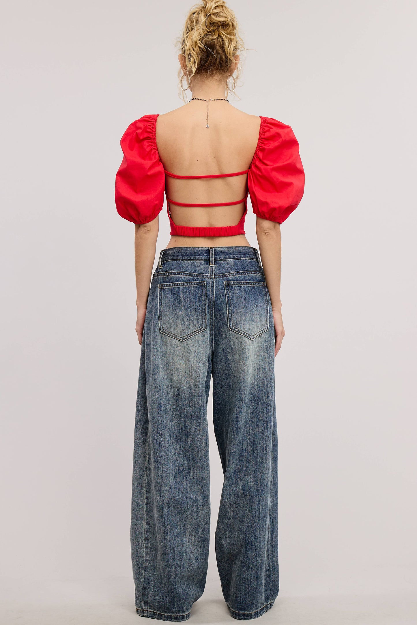Stonewash Wide Leg Baggy Denim Jeans