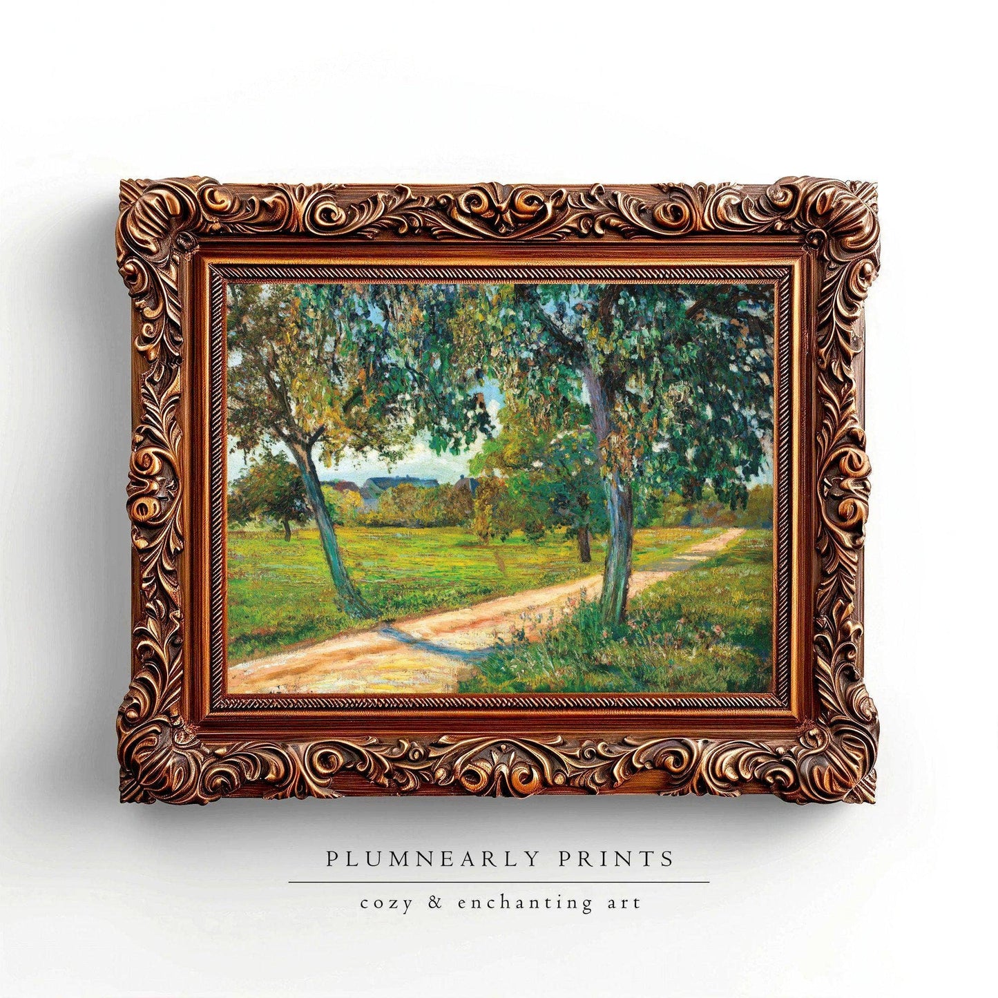 Yellow Green Landscape Oil Painting Framed Canvas Art 23