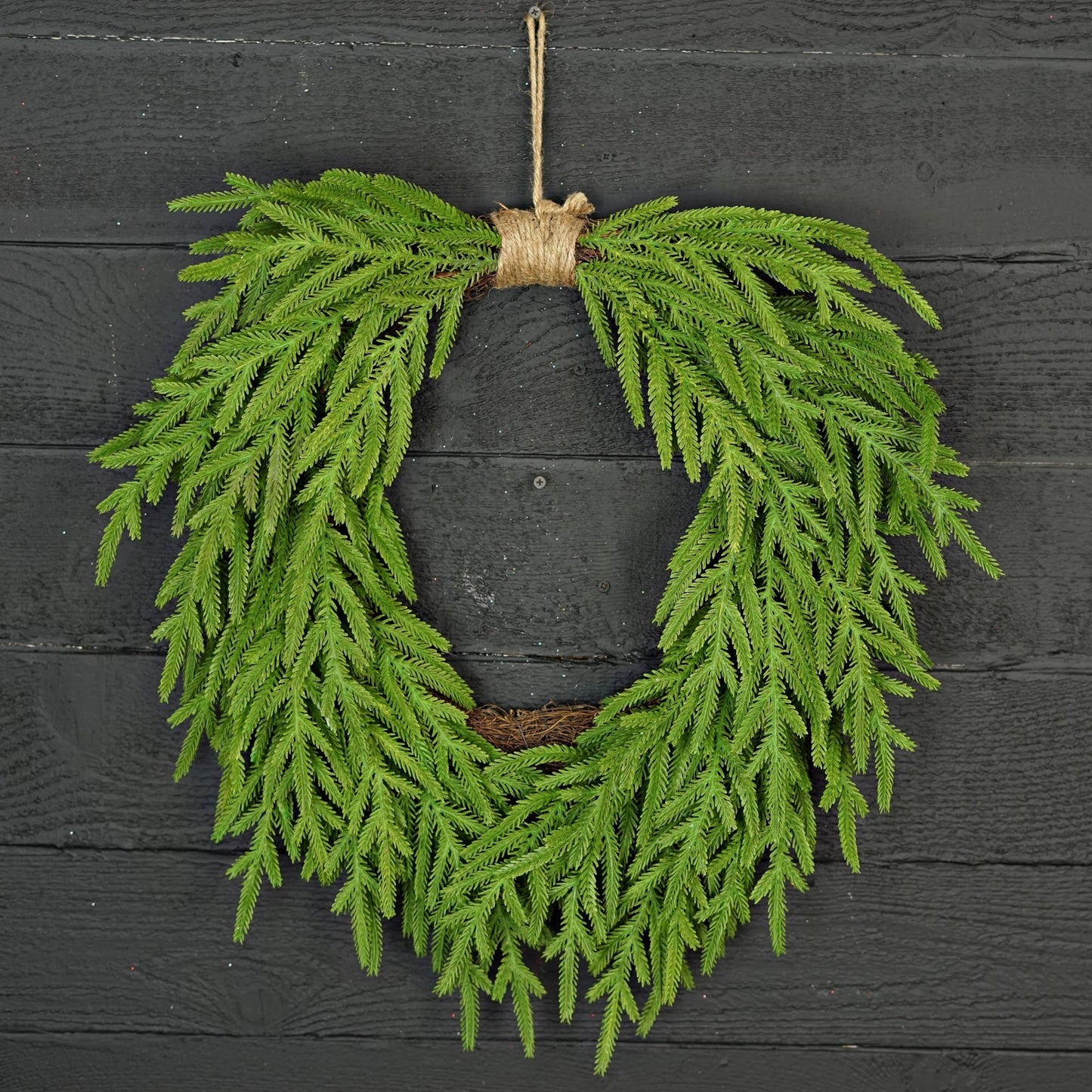 510707- 24inW Heart Twig Wreath-Soft Touch Evergreen Norfolk