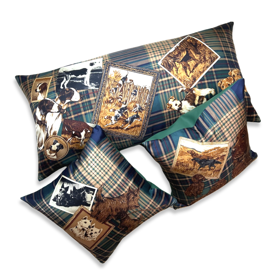 Sporting Dogs Vintage Silk Scarf Pillows