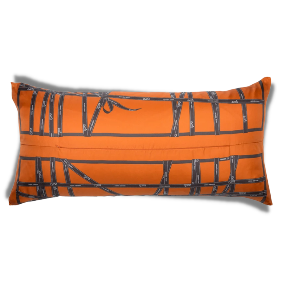 Bolduc Ribbon Vintage Silk Scarf Lumbar Pillow 35"