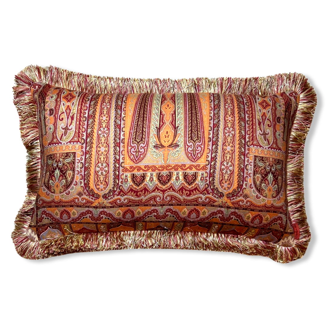 Bordeaux Paisley Vintage Wool & Silk Scarf Pillows
