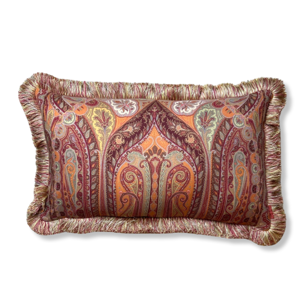 Bordeaux Paisley Vintage Wool & Silk Scarf Pillows