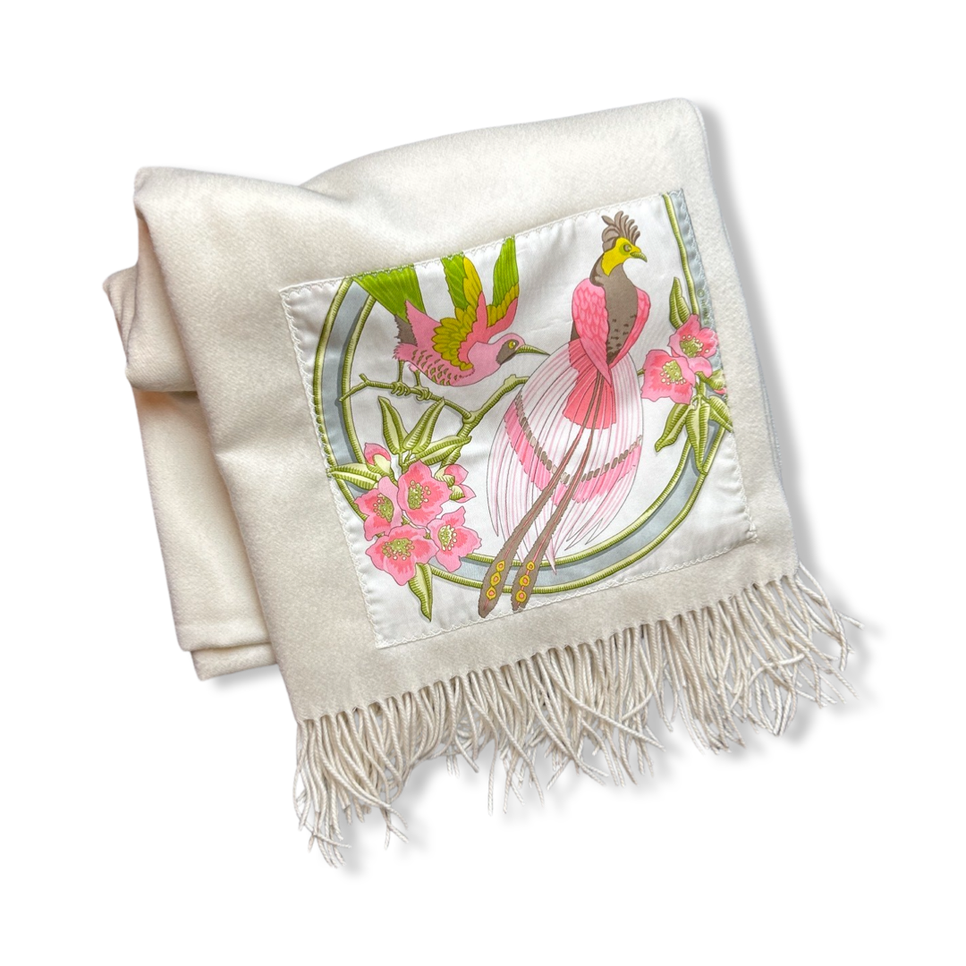 Caraibes Vintage Silk Scarf & Cashmere Throw Blanket
