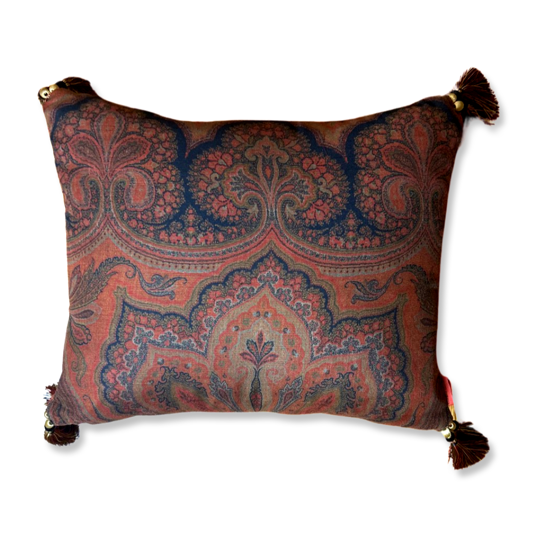 Cinnabar Paisley Vintage Cashmere Scarf Pillows