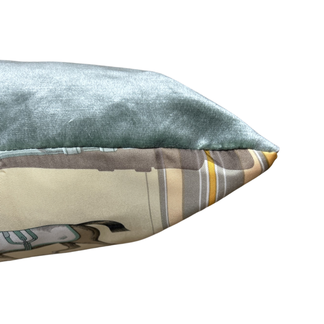 Couvertures et Tenues du Jour Pastel Vintage Silk Scarf Lumbar Pillow 35"