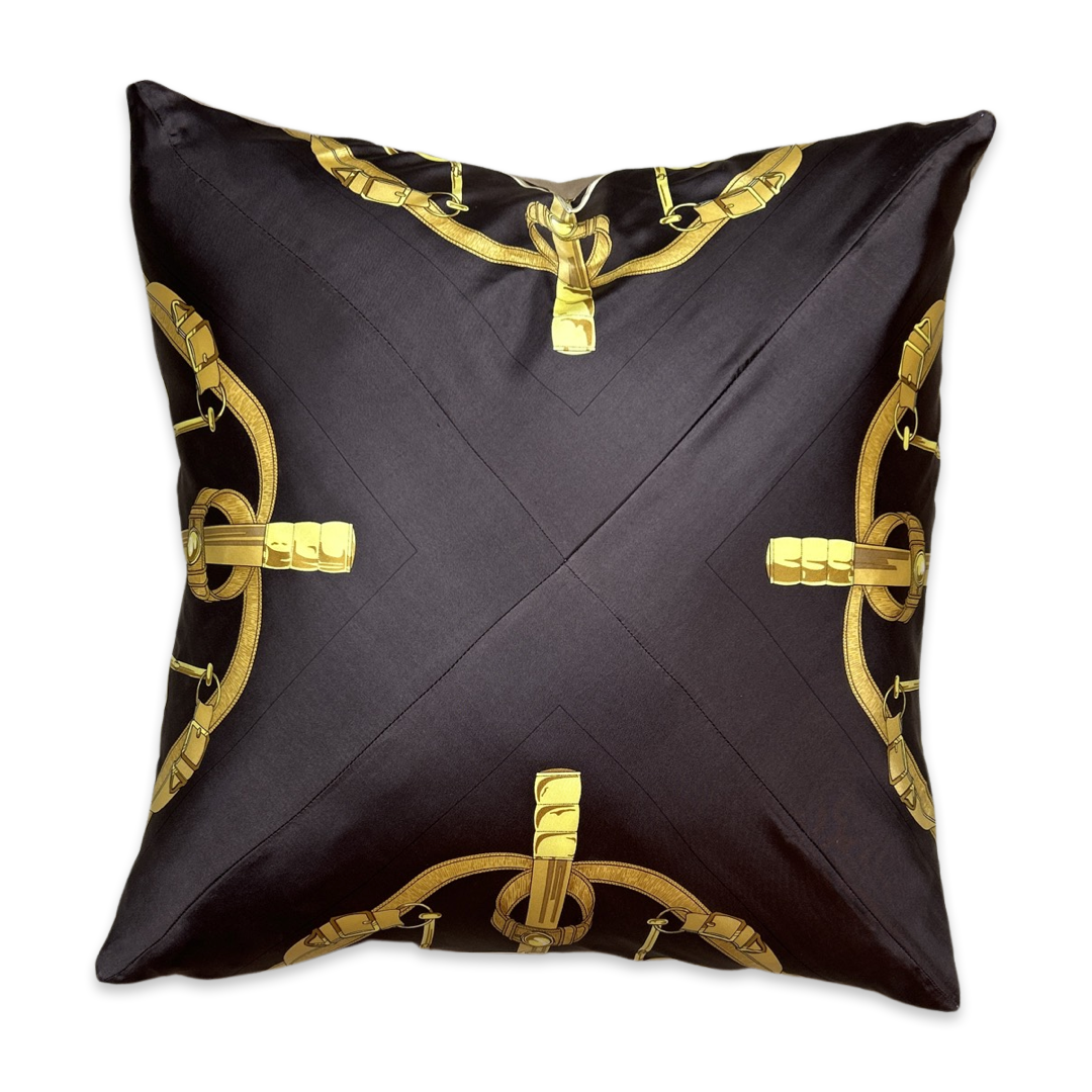 Eperon d'Or Brown Vintage Silk Scarf Pillows 24"